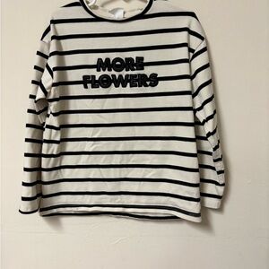 Zara Kids Striped Long Sleeve Tee - Black and White
